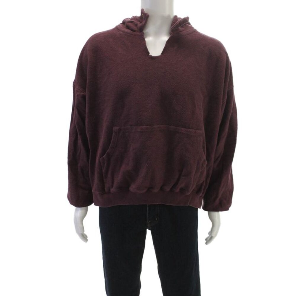 MNML Mens Pullover Hoodie Red V-Neck 100% Cotton Long Sleeve Size XL